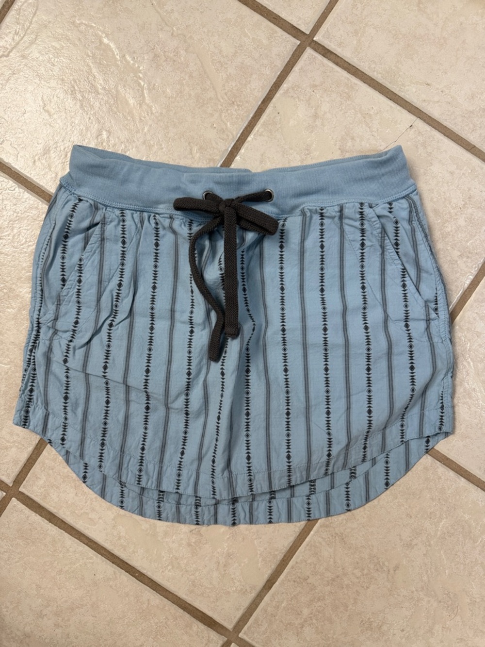 dylan Light Blue Striped Drawstring Mini Skirt